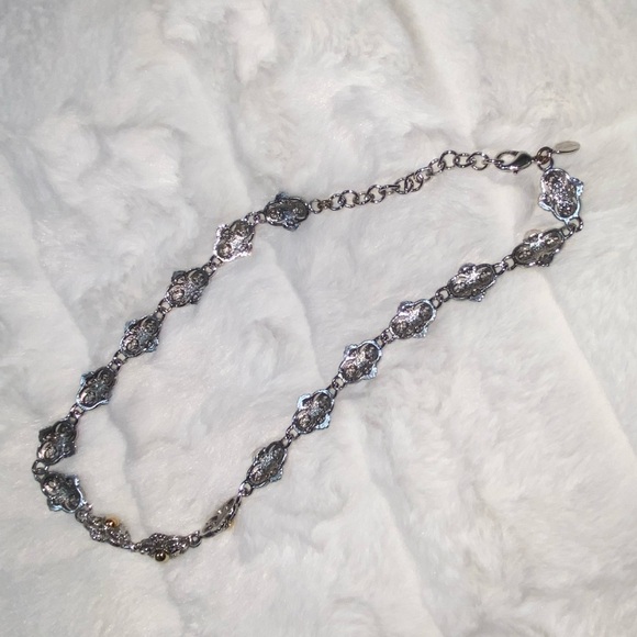 Vintage Parklane Elegant Silver & Gold Tone Choker Necklace - Picture 2 of 6